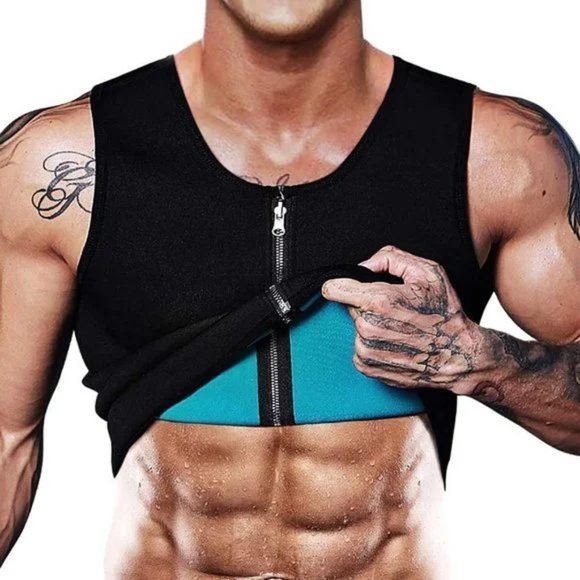 𝅺Men Shirt Hot Sweat Waist Trainer Black Men’s Sauna Vest - Picture 1 of 8
